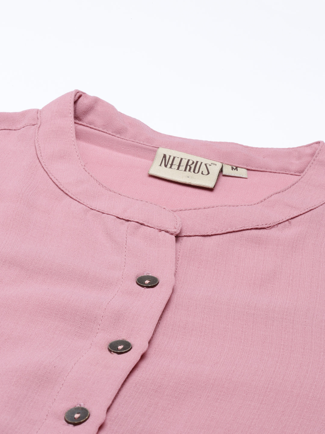 Neerus Onion Color Slub Rayon Fabric Kurta