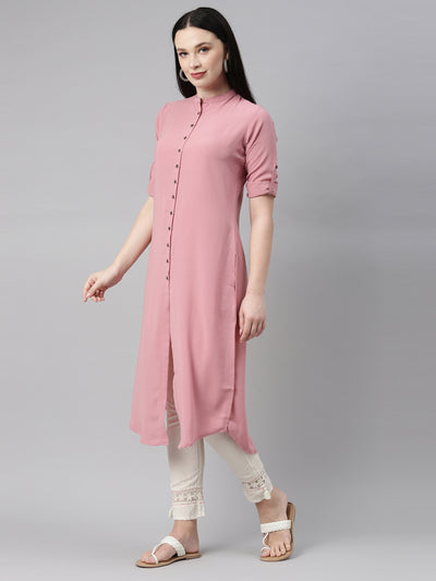 Neeru's Onion Color Slub Rayon Fabric Kurta
