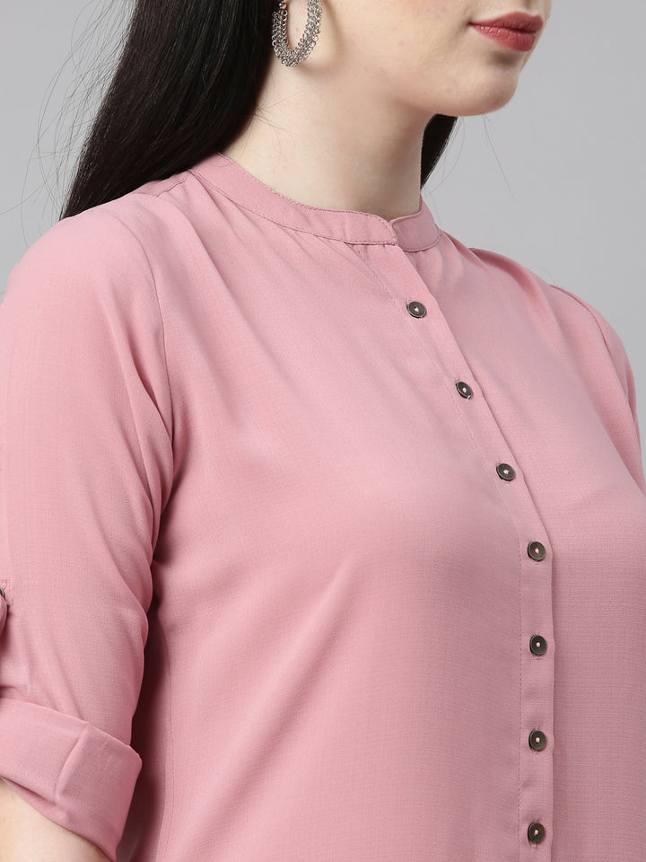 Neerus Onion Color Slub Rayon Fabric Kurta