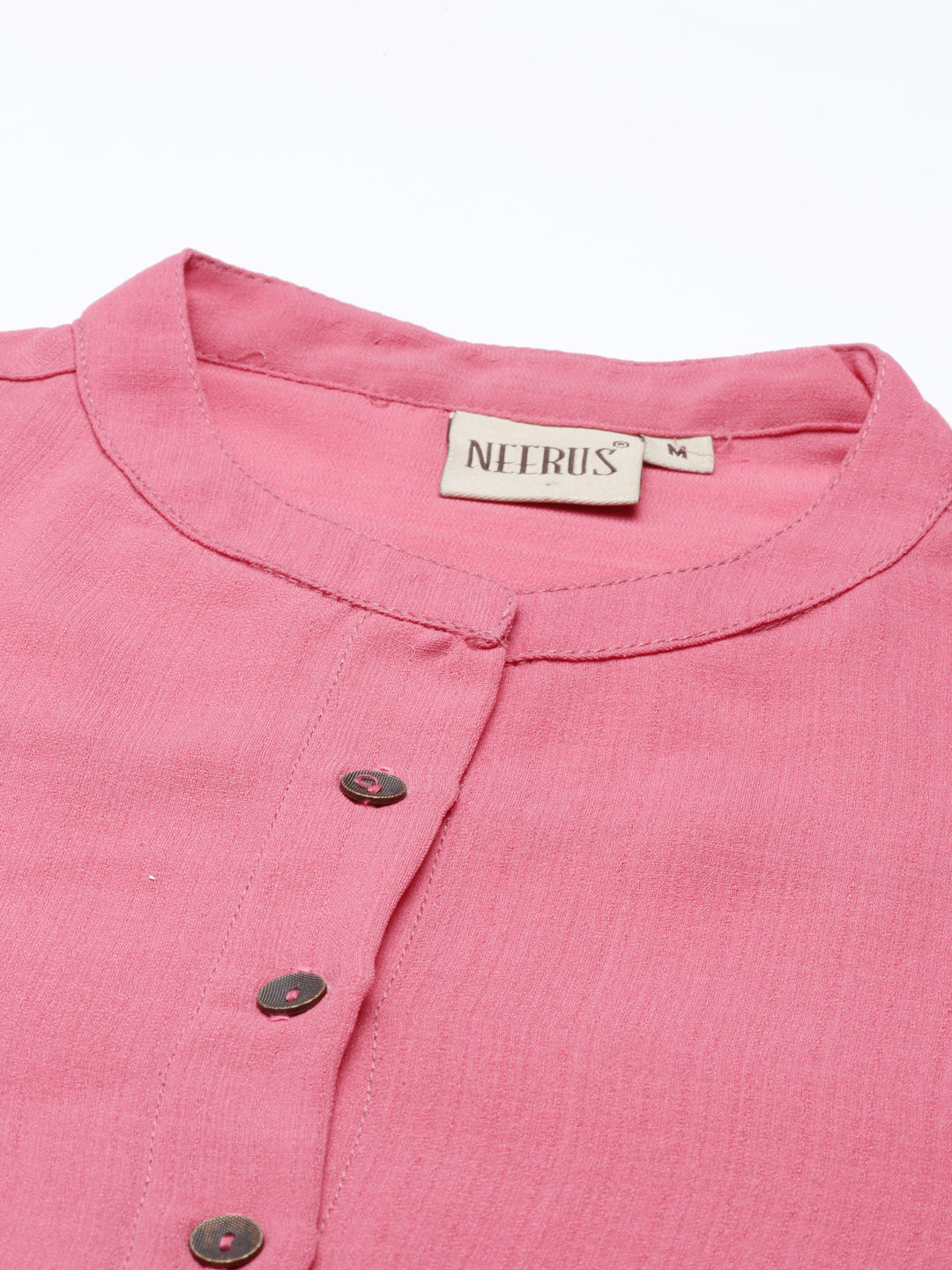 Neerus Orange rayon solid kurta - back view