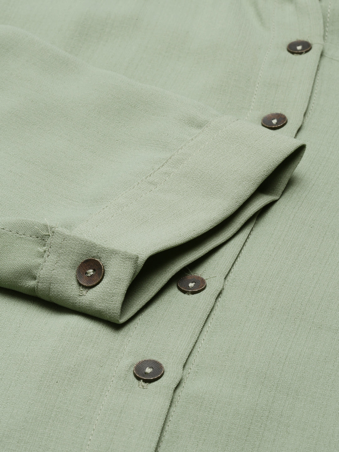 Neerus Green viscose rayon solid kurti - detail view 3