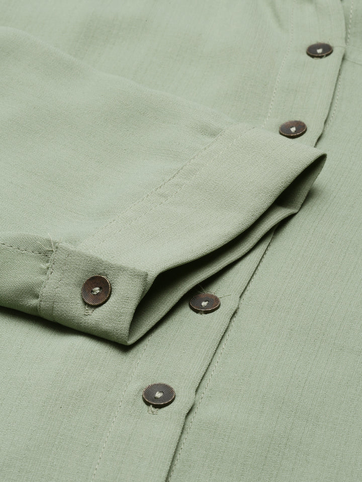 Neerus Green viscose rayon solid kurti - detail view 3