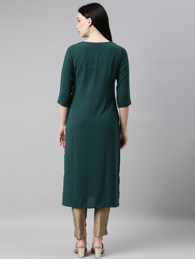 Neeru'S b green color, slub riyon fabric kurta