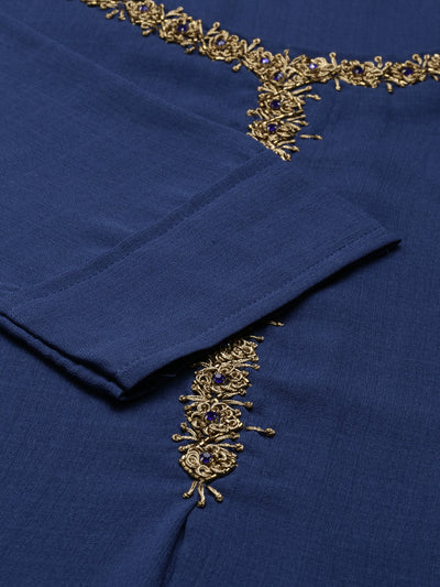 Neeru's Royal Blue Color Slub Riyon Fabric Kurta