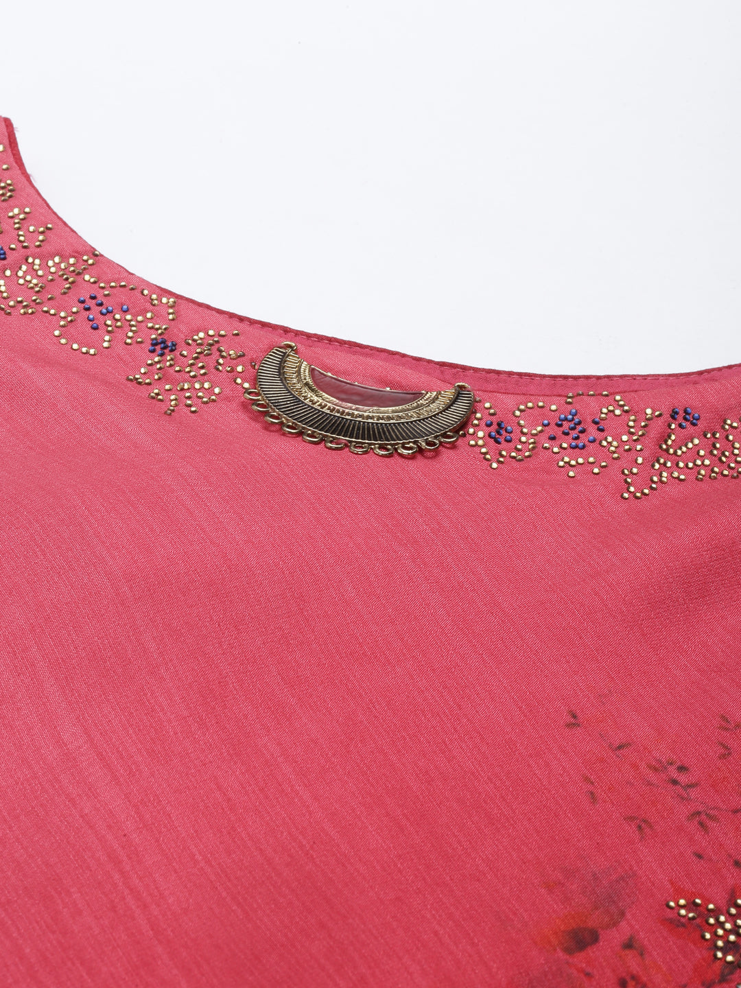 Neerus Pink silk straight kurti - back view