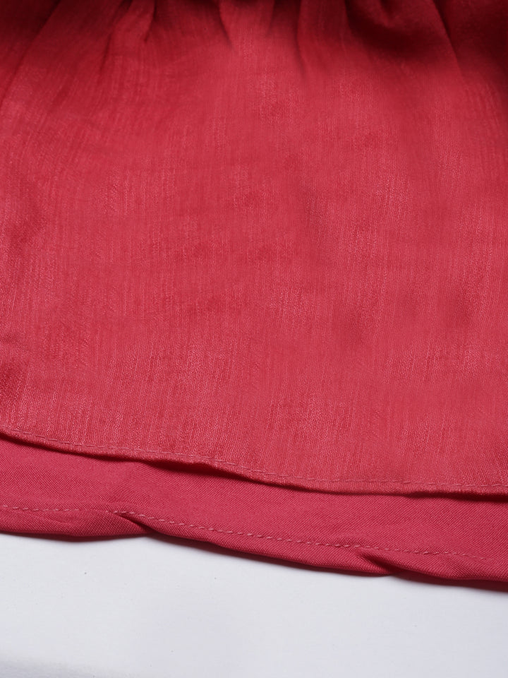Neerus Pink silk straight kurti - detail view 4