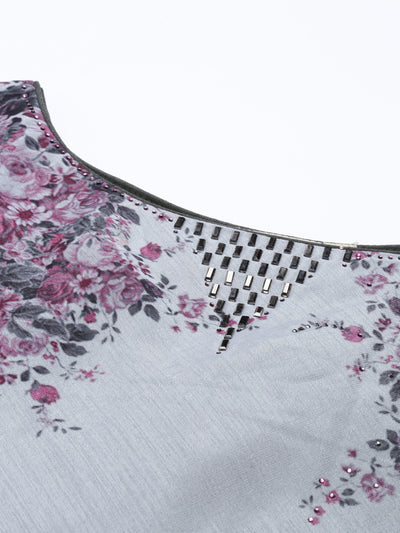 Neeru'S grey color, silk fabric kurta