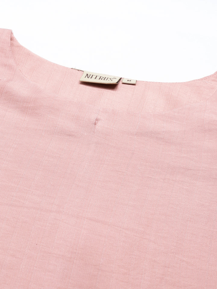 Neerus Peach Color Rayon Fabric Kurta