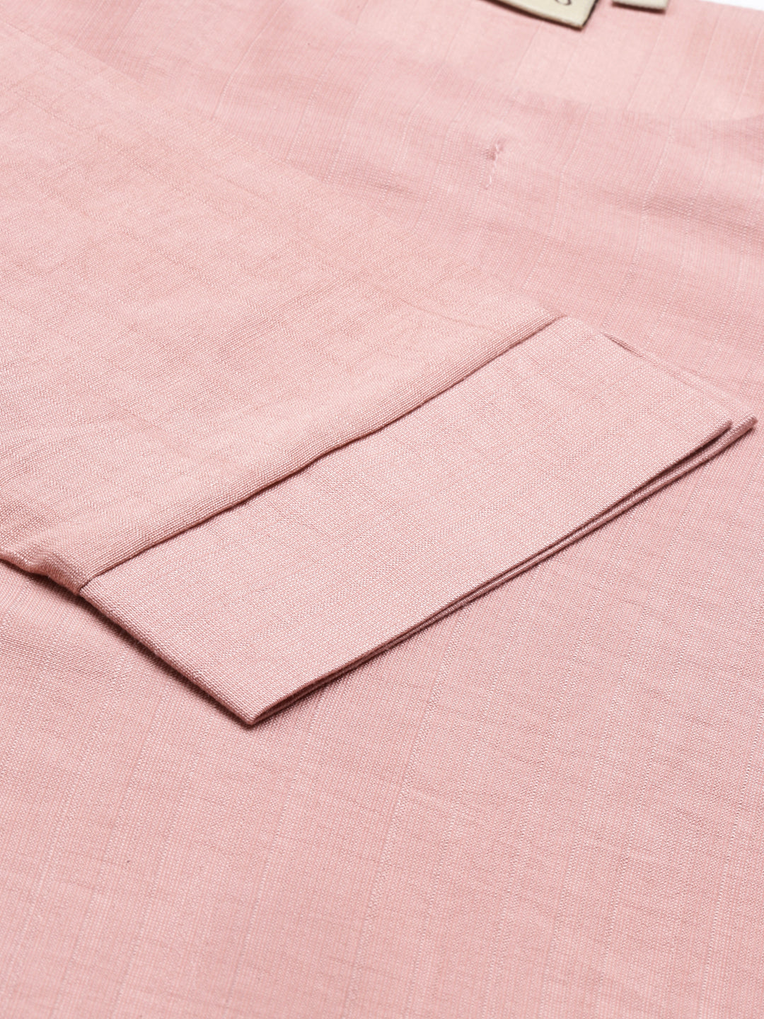 Neerus Peach Color Rayon Fabric Kurta