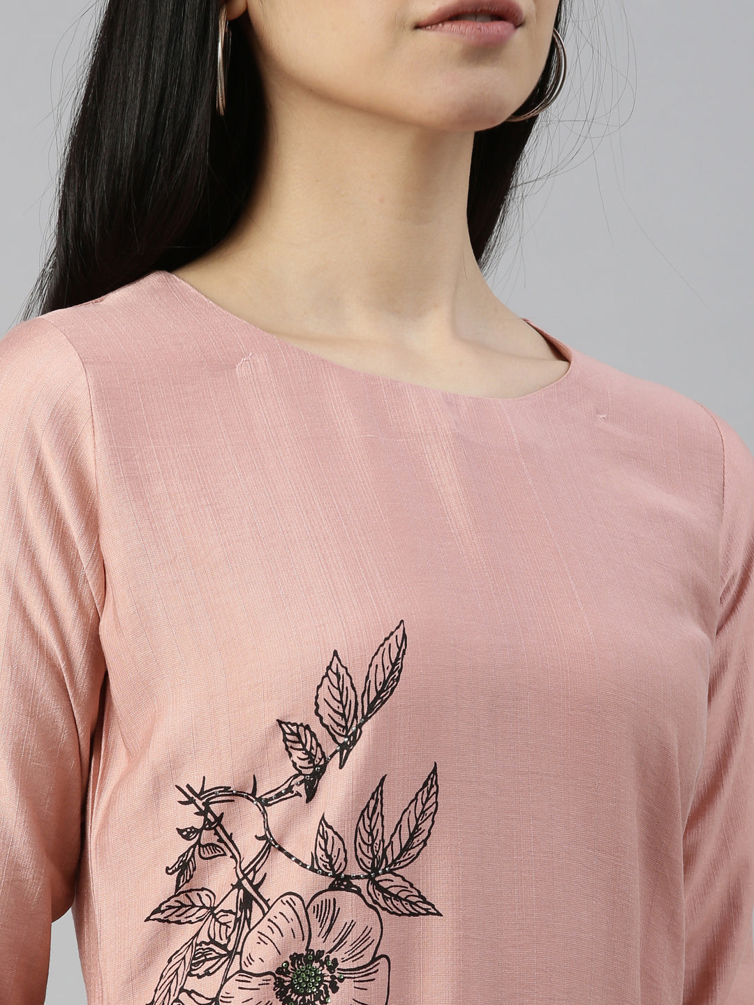 Neerus Peach Color Rayon Fabric Kurta