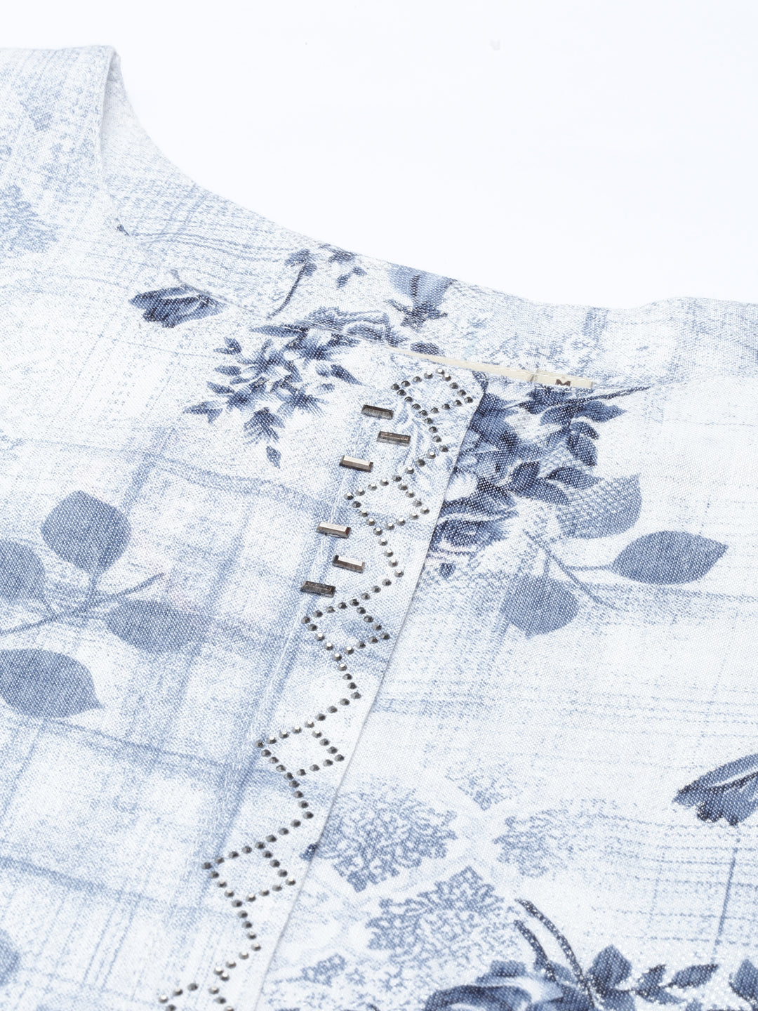 Neerus Blue rayon straight kurta set with trouser and dupatta - side view