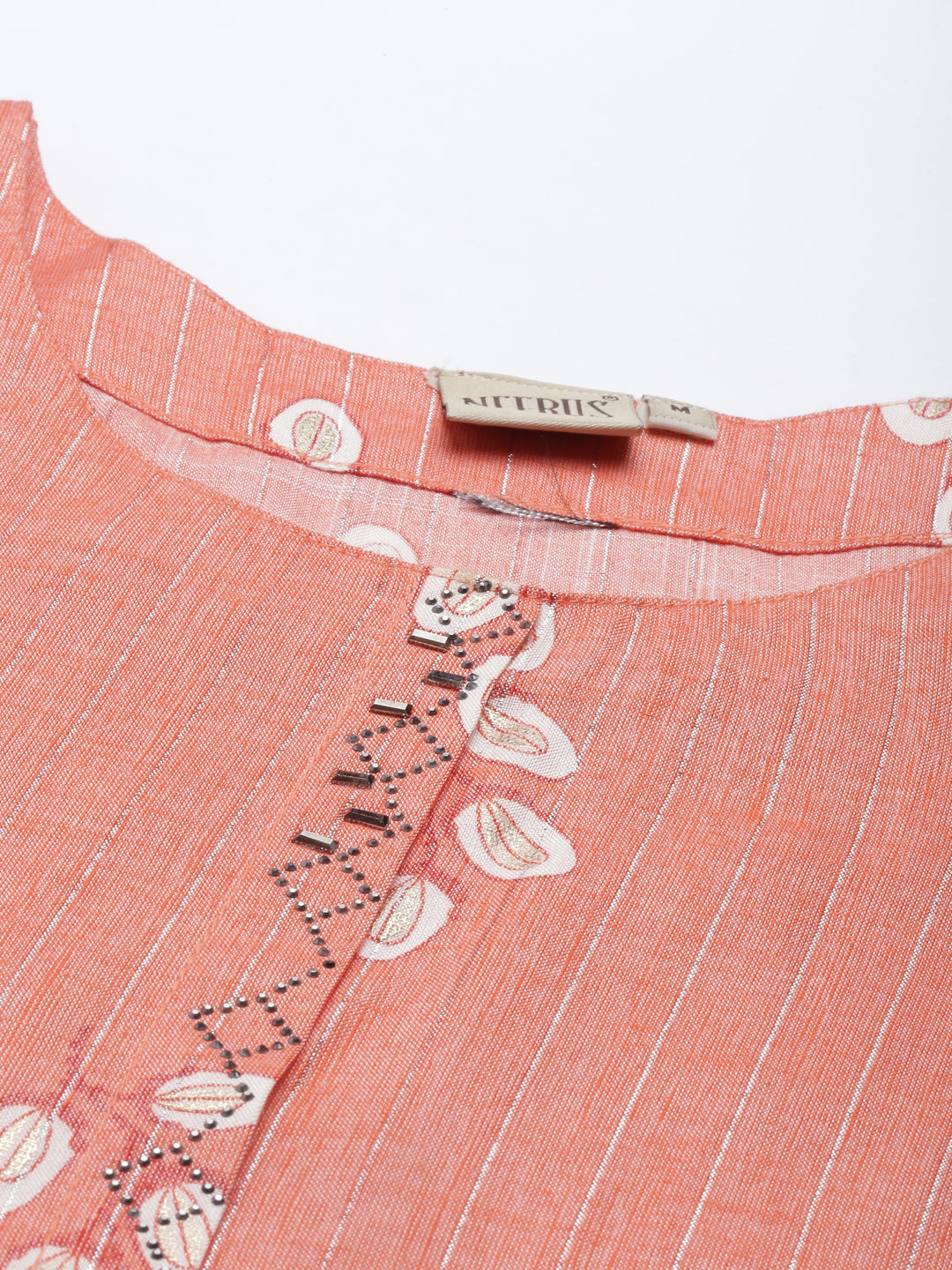 Neerus Carrot Color Slub Rayon Fabric Kurta Set