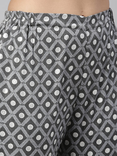 Neeru'S grey color, slub rayon fabric kurta set