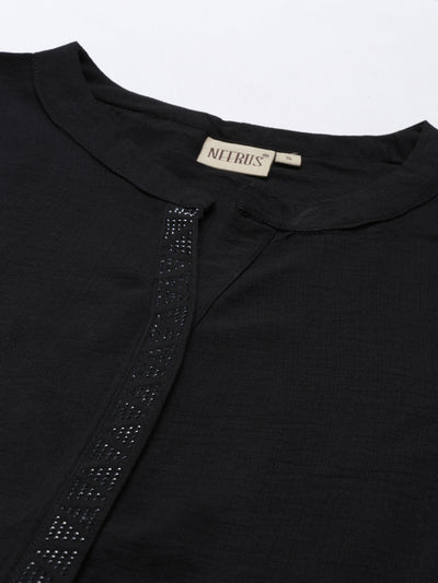 Neeru'S Black Color Rayon Fabric Kurta