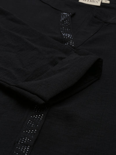 Neeru'S Black Color Rayon Fabric Kurta