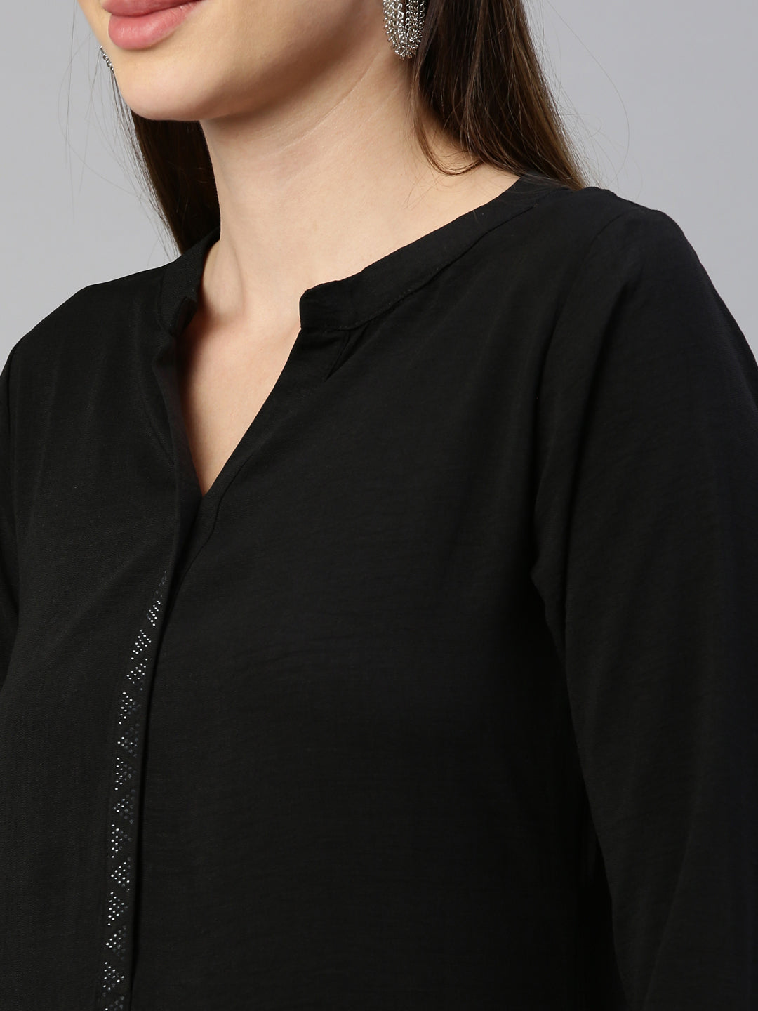 Neerus Black Color Rayon Fabric Kurta