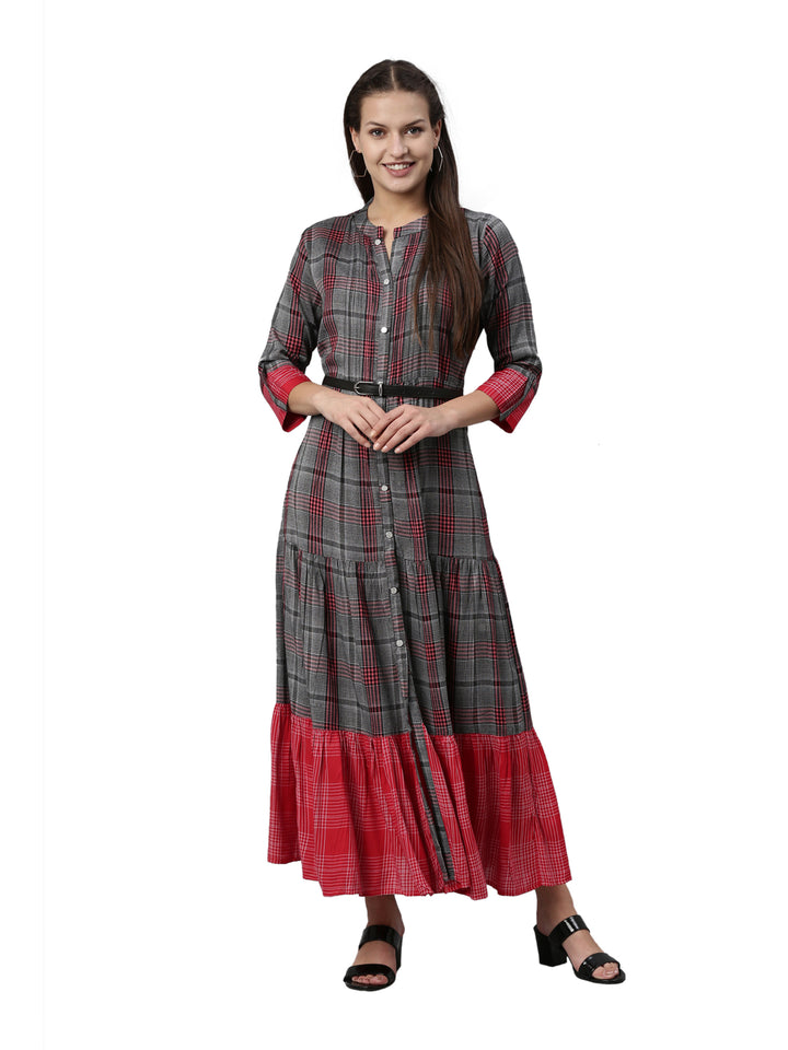 Neerus Grey rayon solid kurta - detail view 3