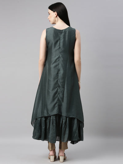 Neeru's Green Color Silk Fabric Kurta
