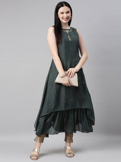 Neeru's Green Color Silk Fabric Kurta