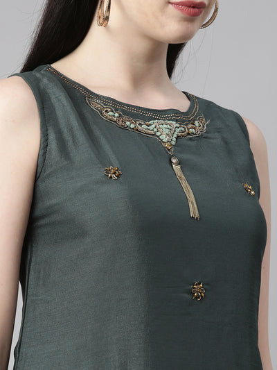 Neeru's Green Color Silk Fabric Kurta
