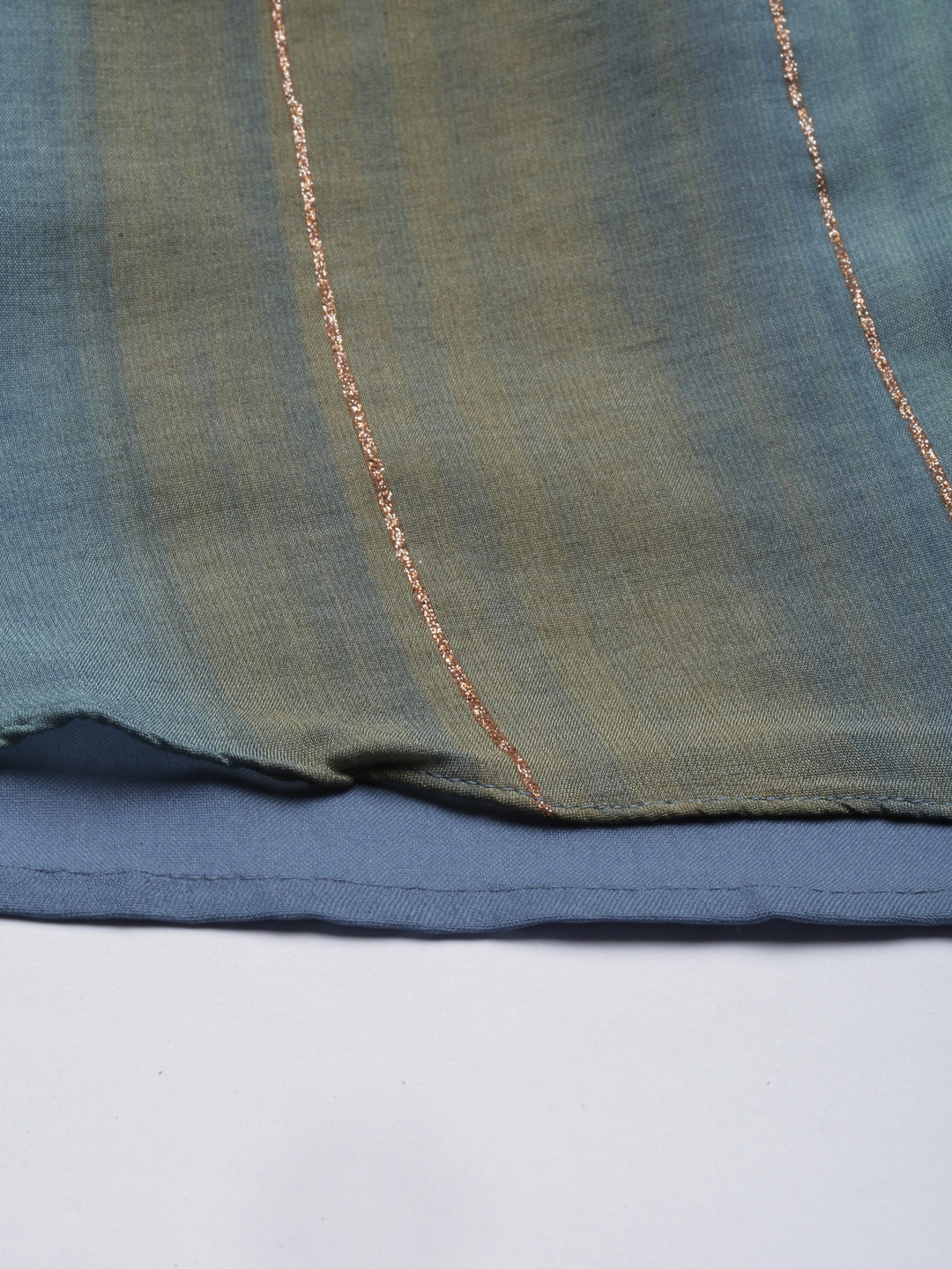 Neerus Blue silk straight kurti - detail view 4