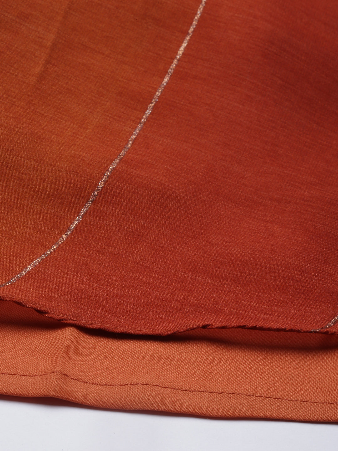 Neerus Orange silk straight kurta - detail view 4