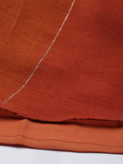 Neeru'S Rust Color Silk Fabric Kurta