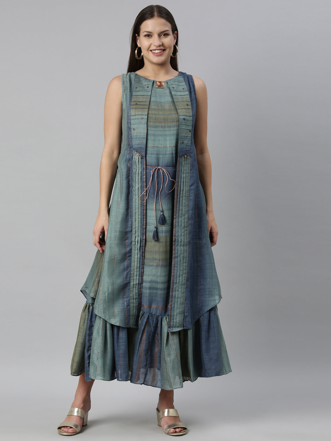 Neerus Blue Color Silk Fabric Kurta