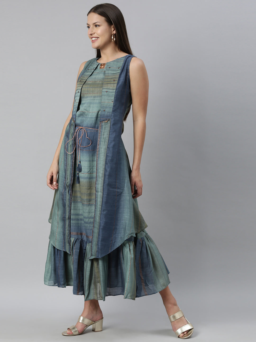 Neerus Blue Color Silk Fabric Kurta