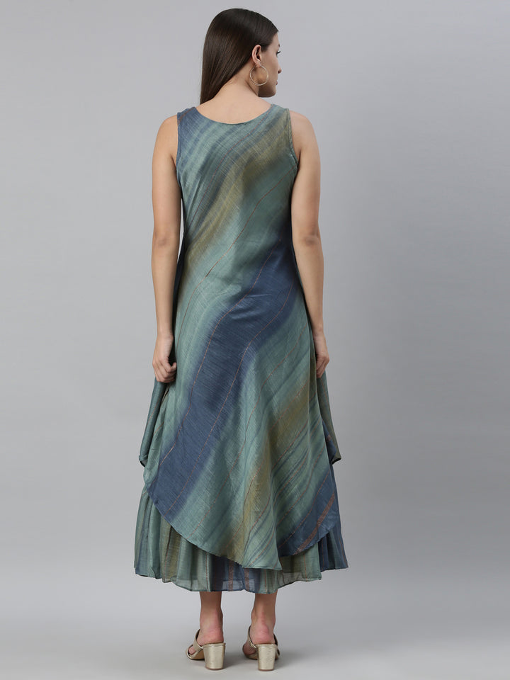 Neerus Blue Color Silk Fabric Kurta