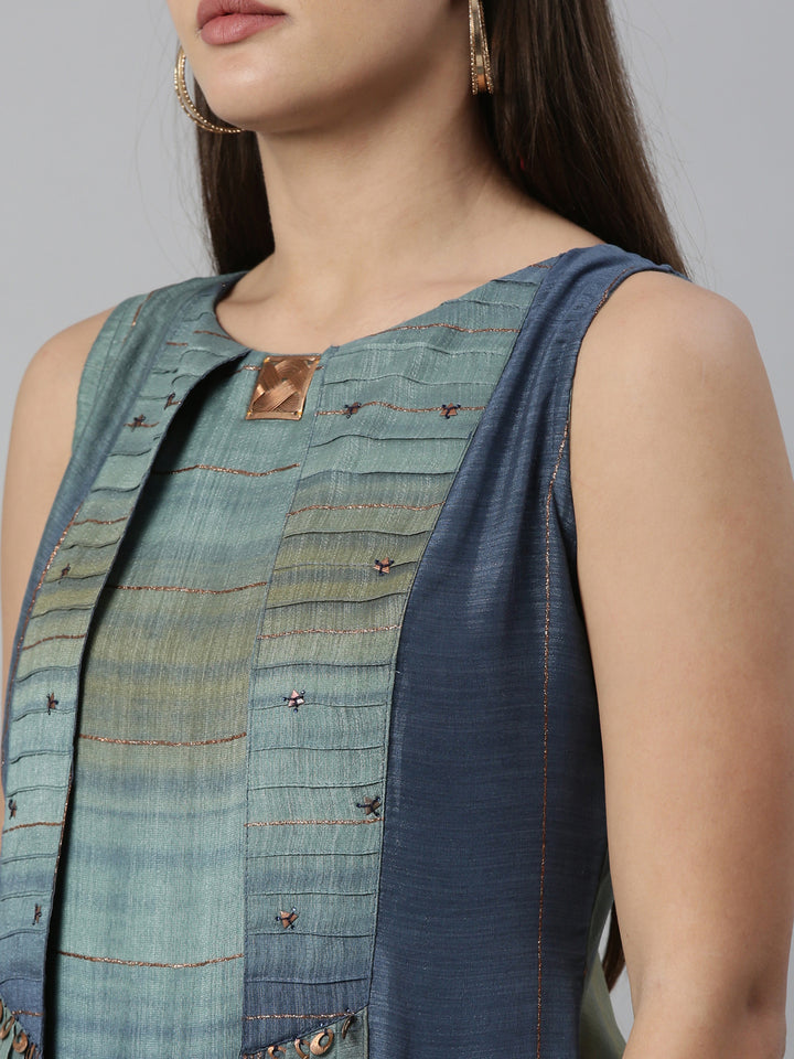 Neerus Blue Color Silk Fabric Kurta