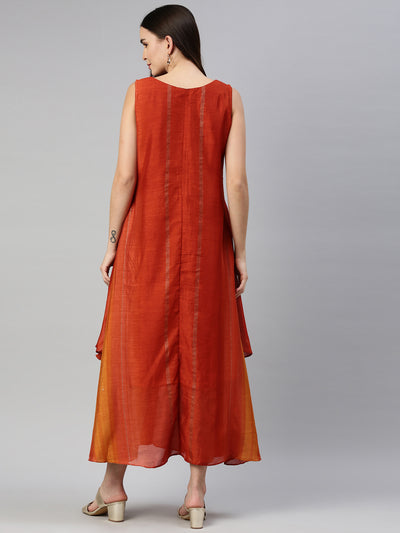 Neeru'S Rust Color Silk Fabric Kurta