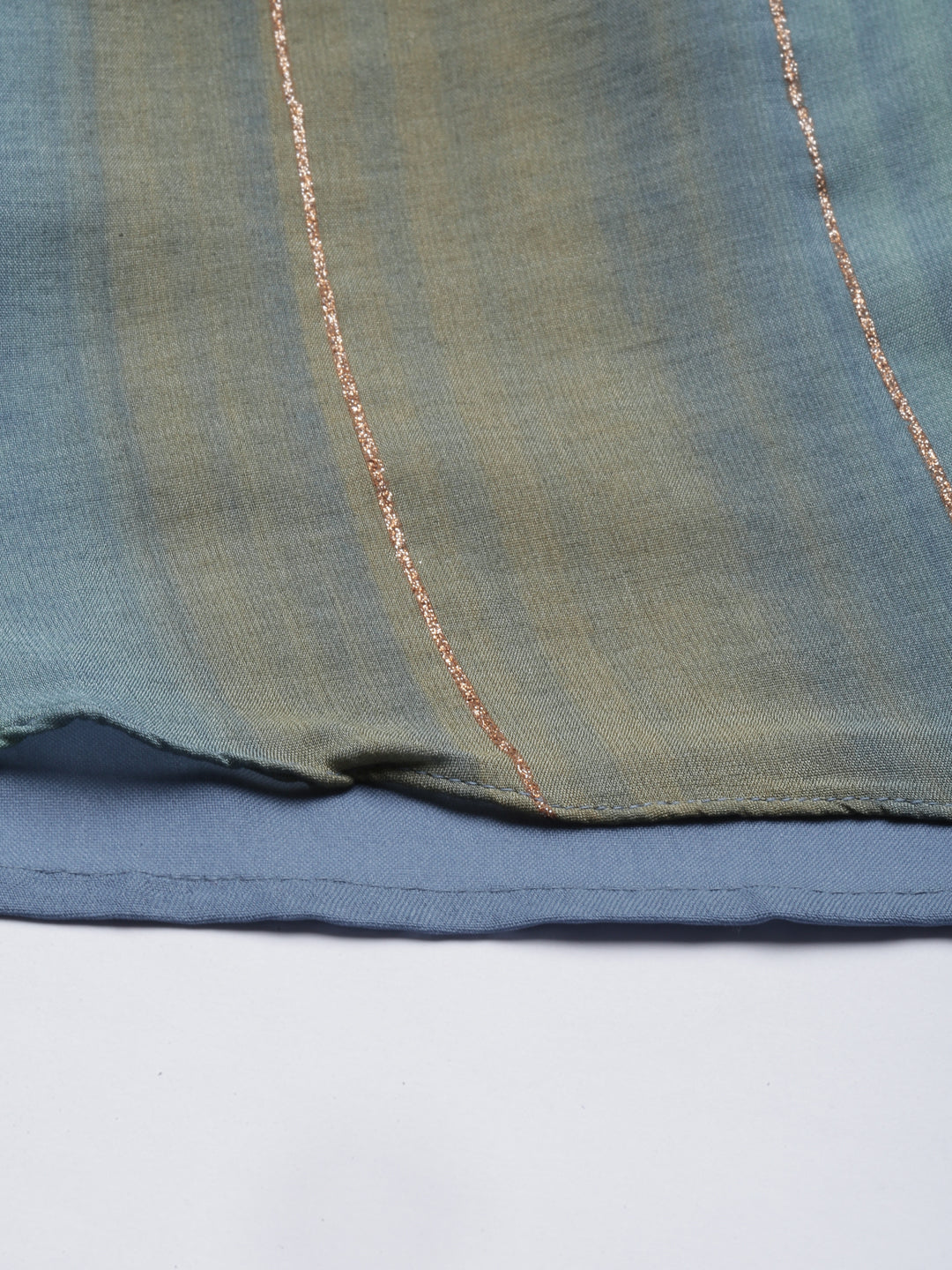 Neerus Green silk printed A-line kurti - detail view 4