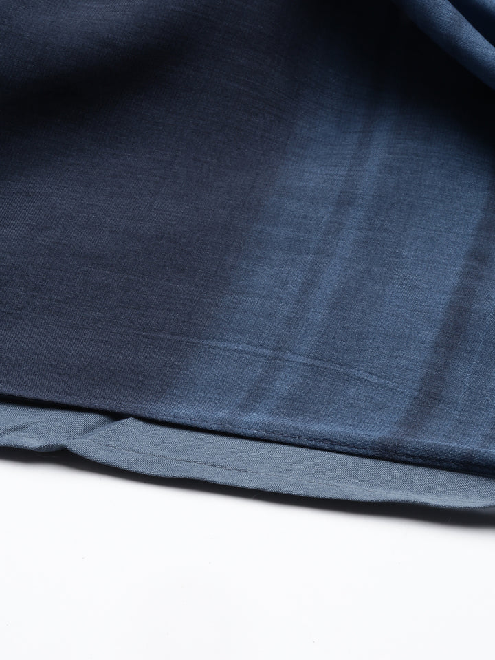 Neerus Blue silk solid kurta - detail view 4