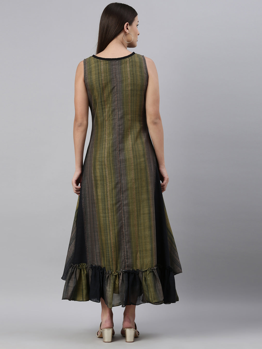 Neerus Grey Color Silk Fabric Kurta