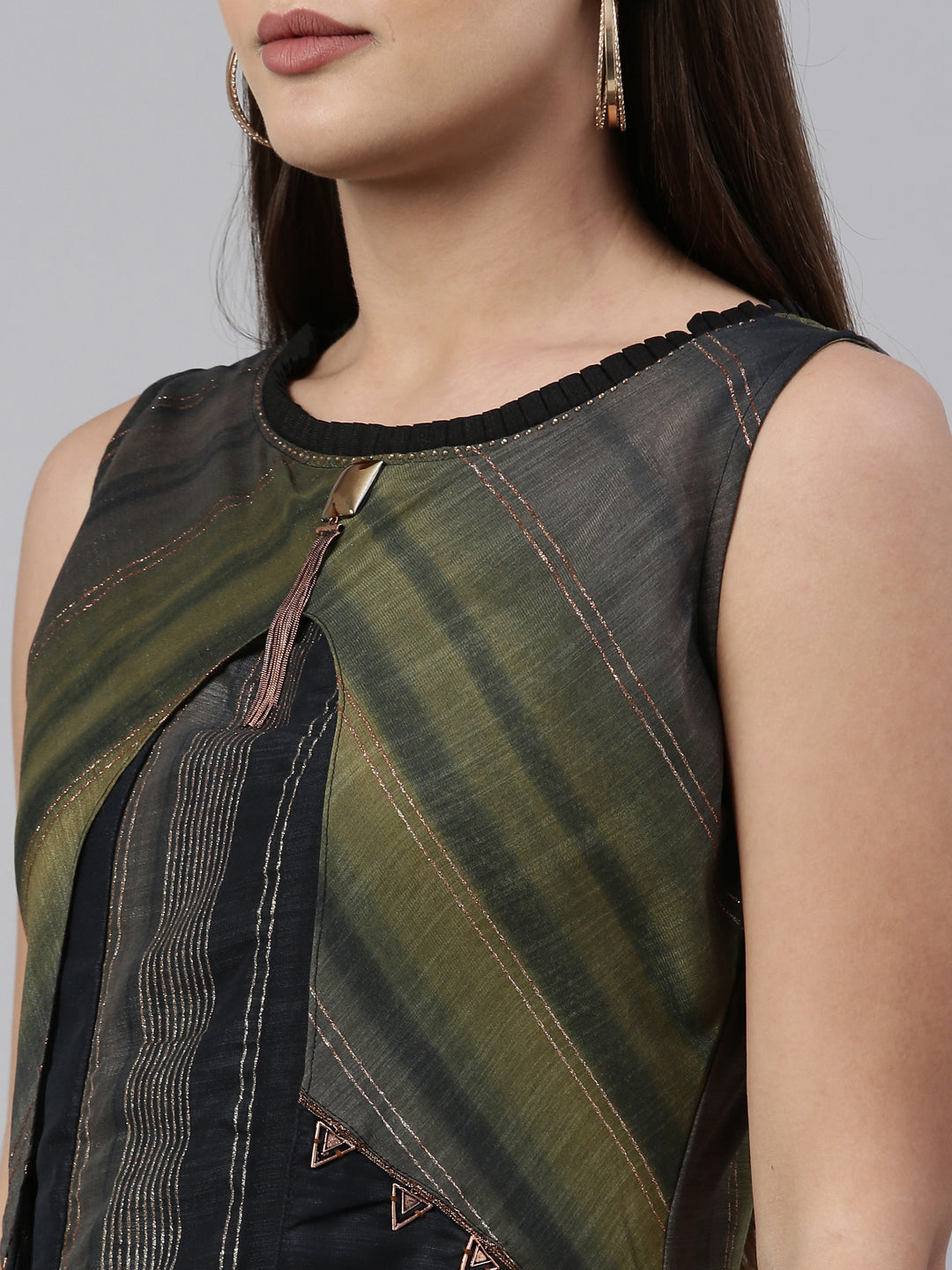 Neerus Grey Color Silk Fabric Kurta