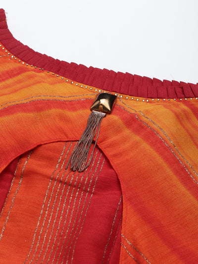 Neeru'S Orange Color Silk Fabric Kurta