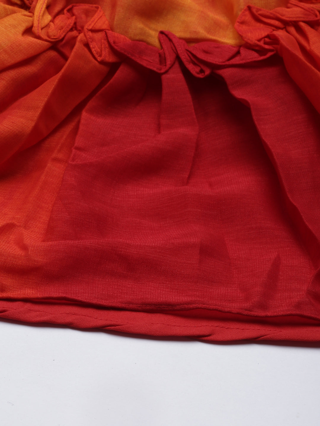 Neerus Orange silk kurta for women - detail view 4