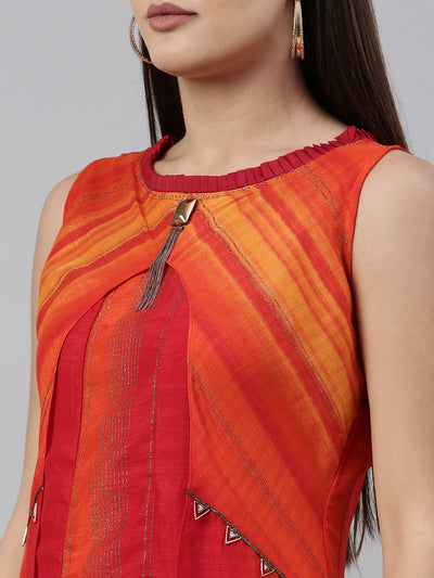 Neeru'S Orange Color Silk Fabric Kurta