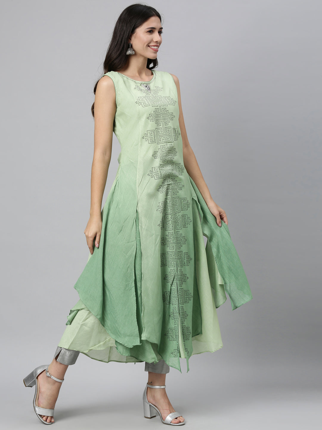 Neeru'S GREEN color, SILK fabric Kurta