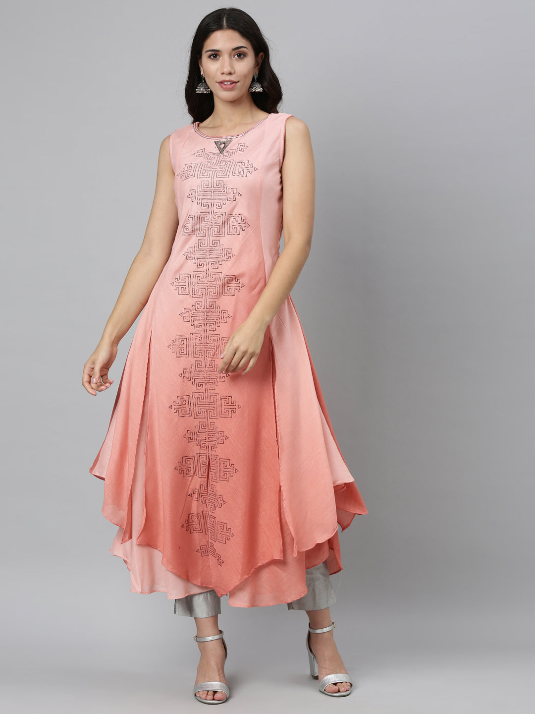 Neeru'S PEACH color, SILK fabric Kurta