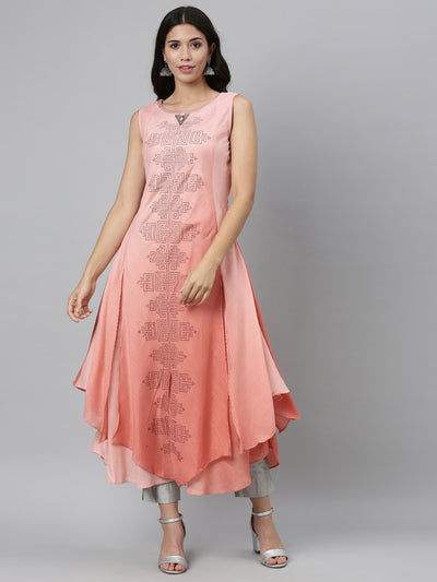 Neeru'S PEACH color, SILK fabric Kurta