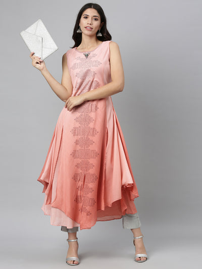 Neeru'S PEACH color, SILK fabric Kurta
