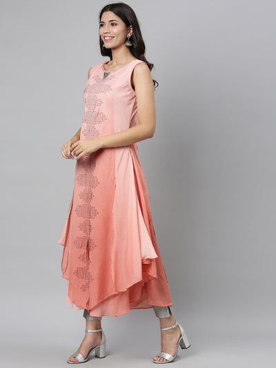 Neeru'S PEACH color, SILK fabric Kurta
