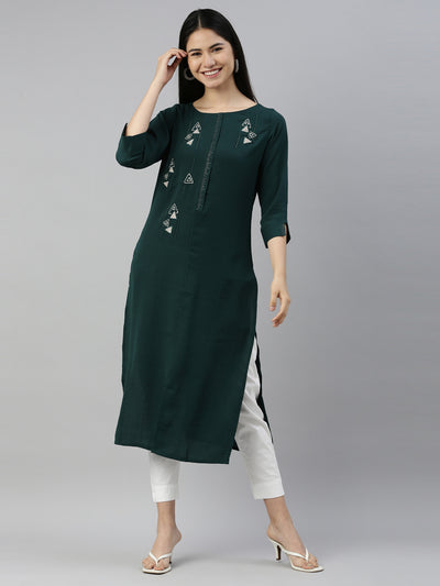 Neeru'S B GREEN Color MOUSE CREPE Fabric Kurta