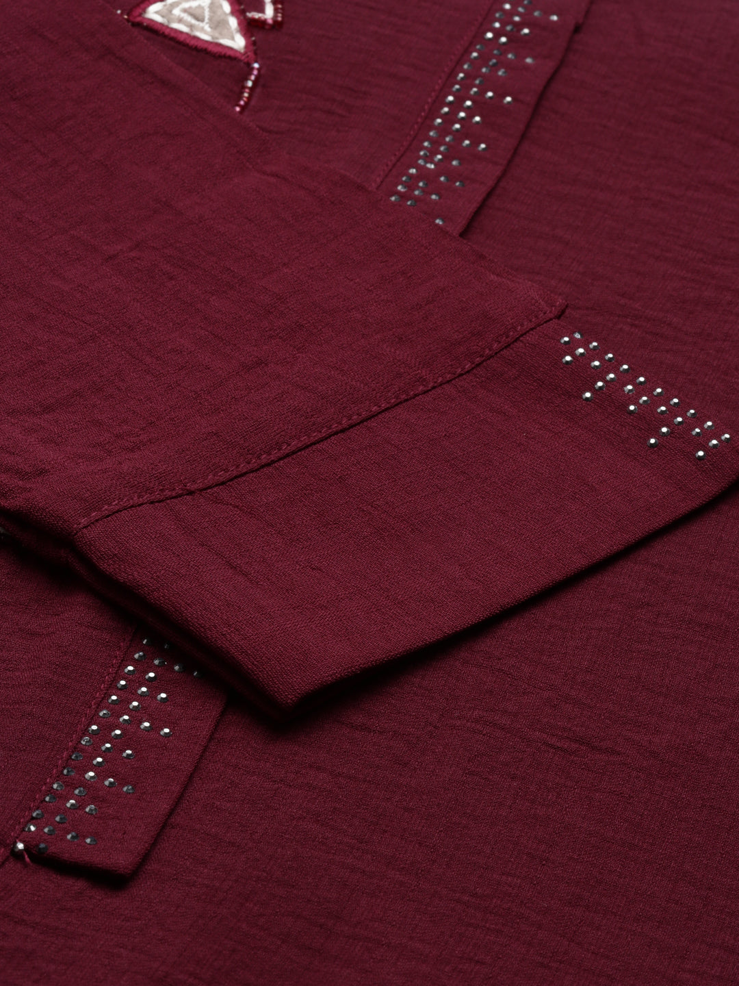 Neerus Wine Color Mouse Crepe Fabric Kurta