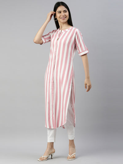Neeru'S PINK Color SLUB RAYON Fabric Kurta