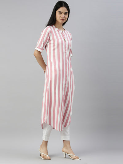 Neeru'S PINK Color SLUB RAYON Fabric Kurta