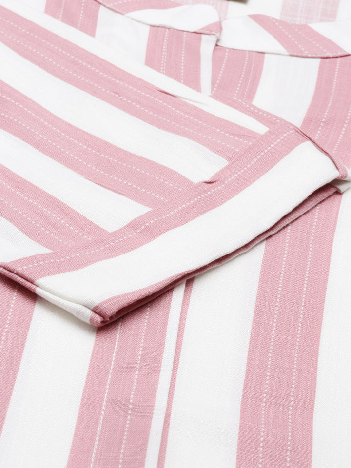 Neerus Pink Color Slub Rayon Fabric Kurta