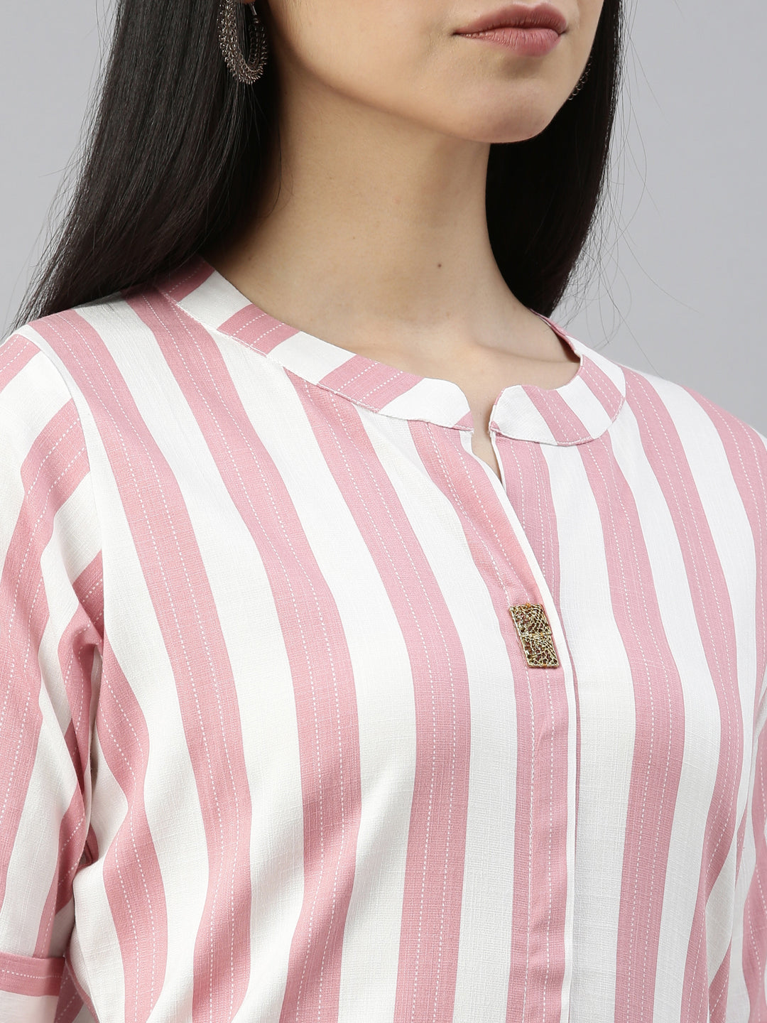 Neerus Pink Color Slub Rayon Fabric Kurta